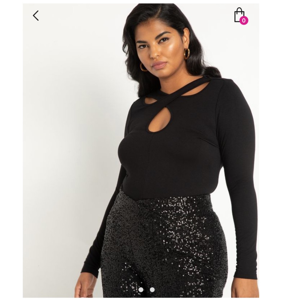 Eloquii Crossover Cutout Neckline Top